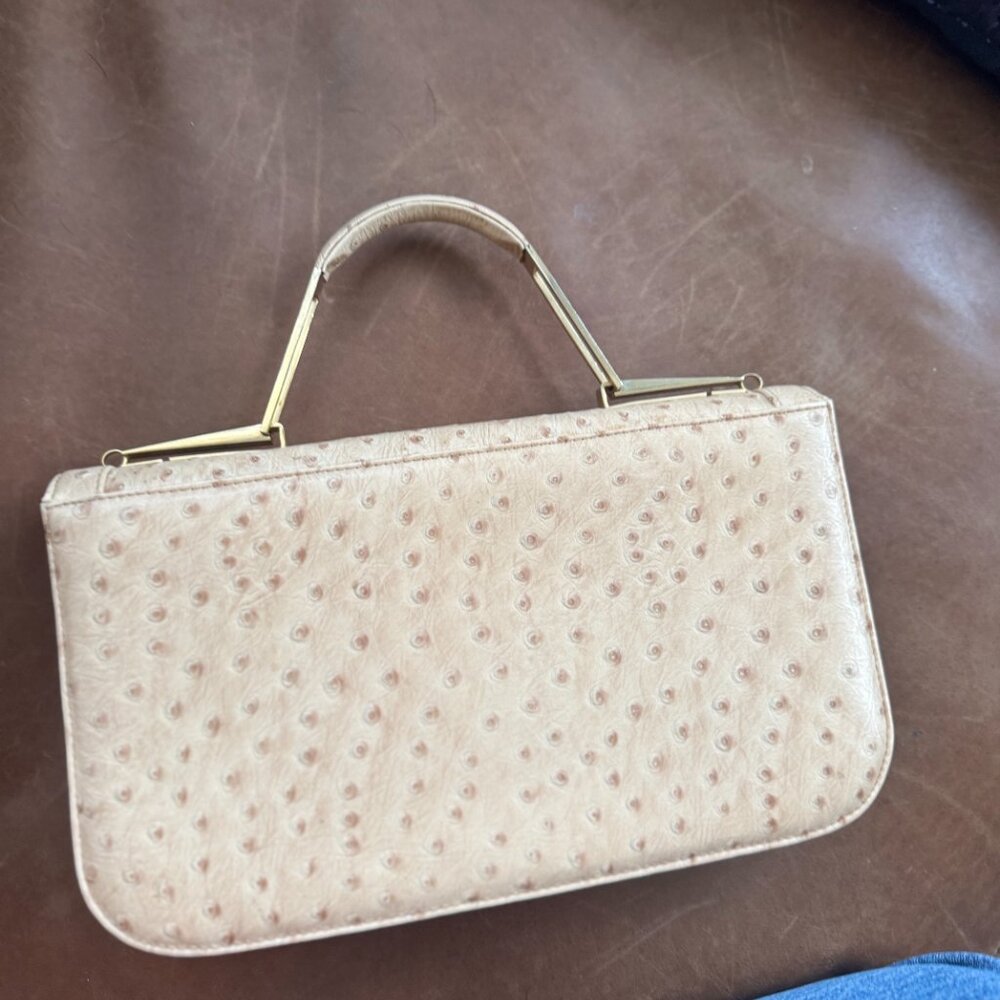 Vintage Authentic Ostrich top handle handbag - Picture 3 of 13